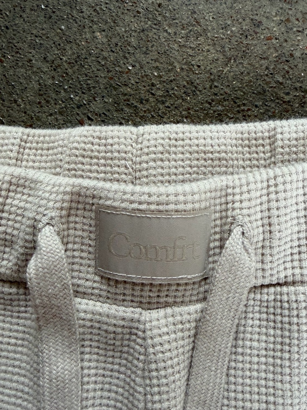 Comfrt Unisex Waffle Knit Lounge Pant High Rise in Ivory Size Large Loungewear - Picture 10 of 11